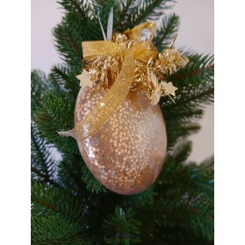 Новогодние шары золотые с мишурой Ø100мм, цена за набор 3 шт (SH301)